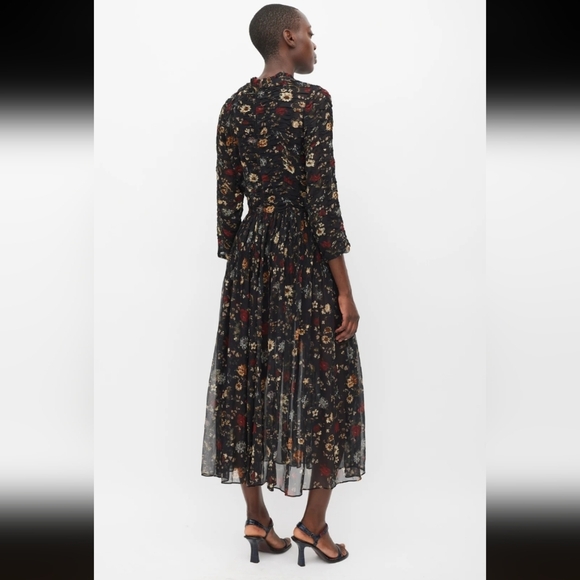 Dôen Black & Multicolour Silk Floral Sheer Dress - Picture 4 of 9
